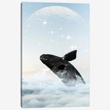 Whale In The Sky Canvas Print #ESR30} by Edson Ramos Art Print