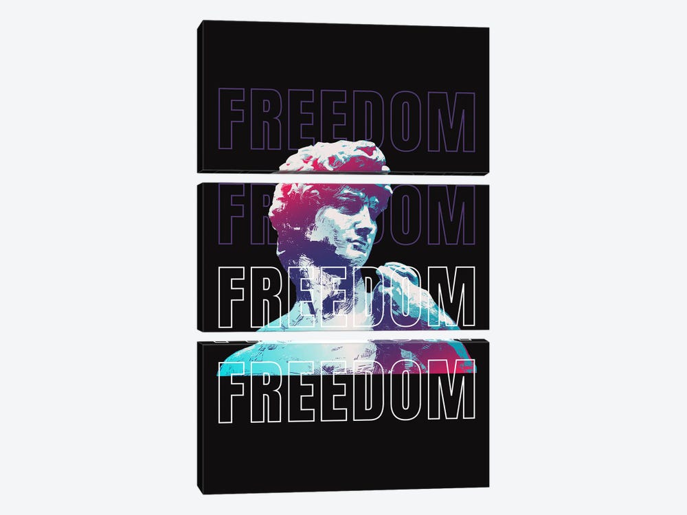 Freedom Pop Statue by Edson Ramos 3-piece Canvas Wall Art