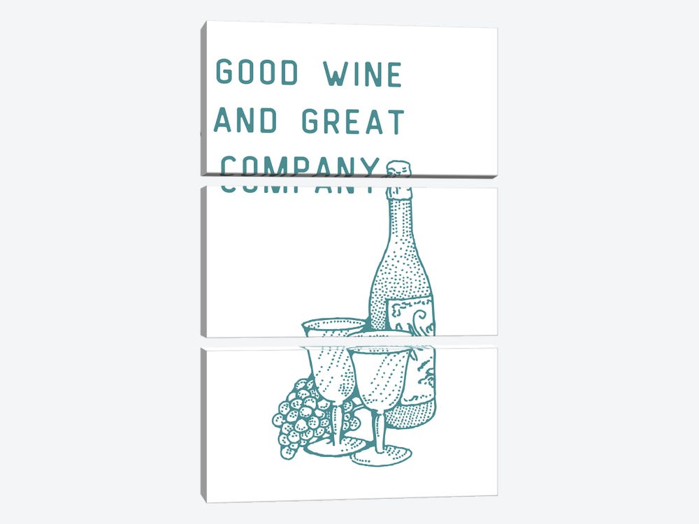 Good Wine And Great Company by Edson Ramos 3-piece Canvas Art Print