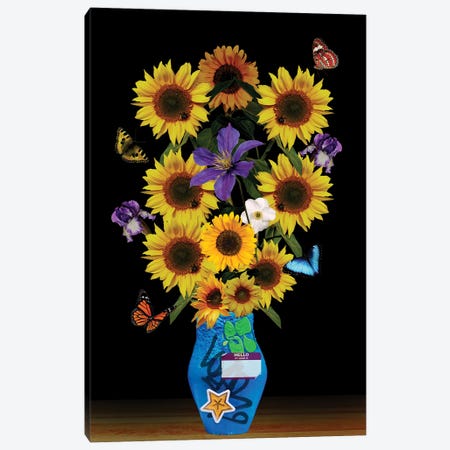 Sunflower Vase Canvas Print #ESR4} by Edson Ramos Canvas Wall Art