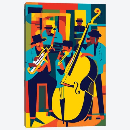 Jazz Canvas Print #ESR65} by Edson Ramos Art Print