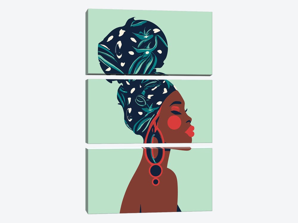 Woman Black by Edson Ramos 3-piece Canvas Wall Art