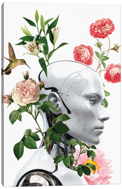 Robot Flowers Canvas Art Print - Robot Art