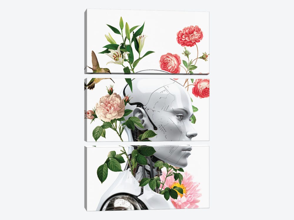Robot Flowers by Edson Ramos 3-piece Art Print