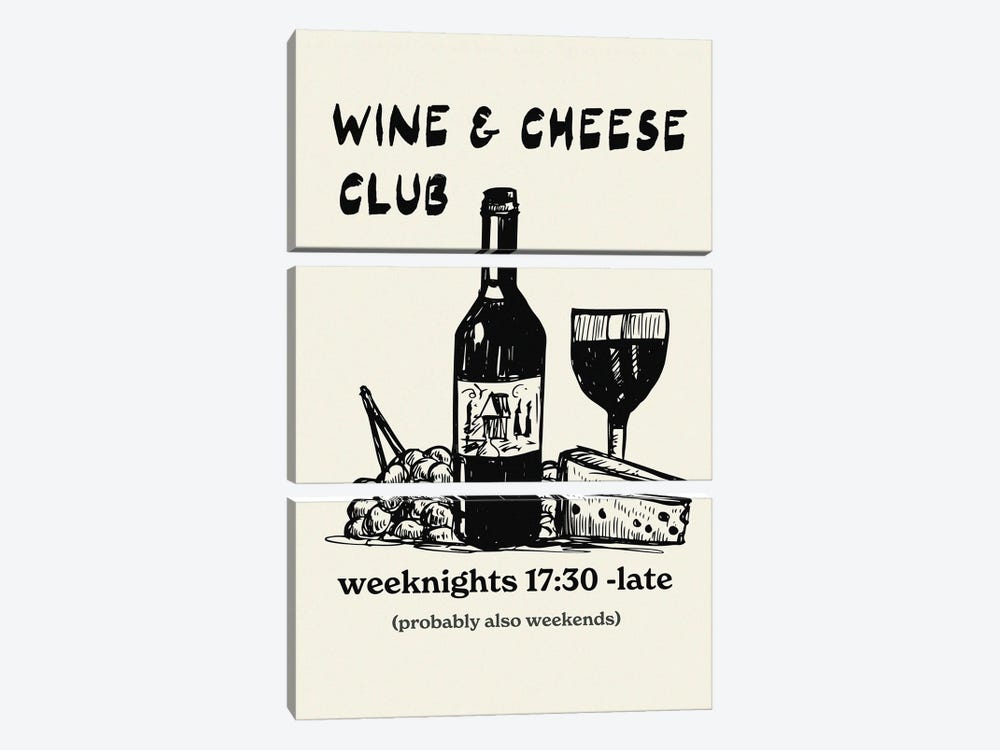 Wine And Cheese by Edson Ramos 3-piece Art Print