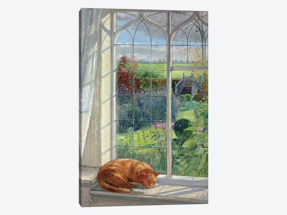 Sleeping Cat And Chinese Bridge by Timothy Easton 1-piece Canvas Art