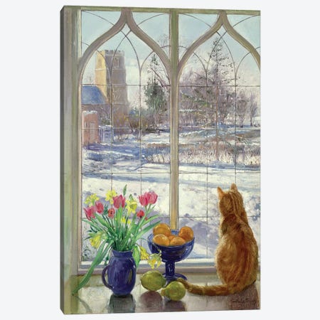 Snow Shadows And Cat Canvas Print #EST20} by Timothy Easton Canvas Artwork
