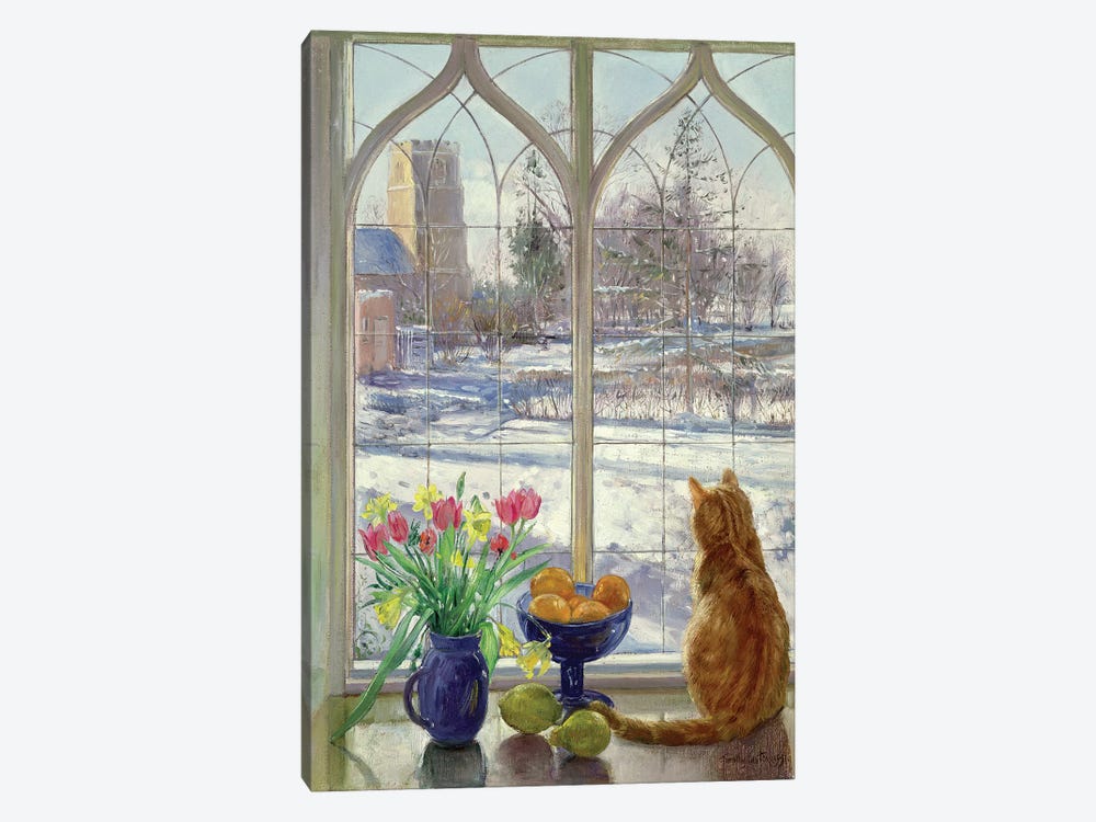 Snow Shadows And Cat by Timothy Easton 1-piece Canvas Art