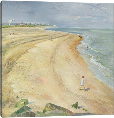 The Curving Beach, Southwold, 1997 Canvas Art Print
