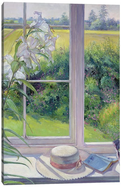 Window Seat And Lily (In Zoom), 1991 Canvas Art Print - Timothy Easton