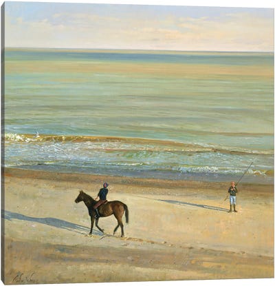 Beach Dialogue, Dunwich Canvas Art Print - Current Day Impressionism Art