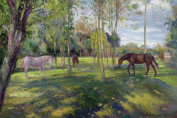 Detailed Oil Painters: In The Rectory Paddock, 1993 by Timothy Easton