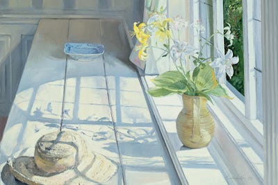 Lilies And A Straw Hat by Timothy Easton canvas print