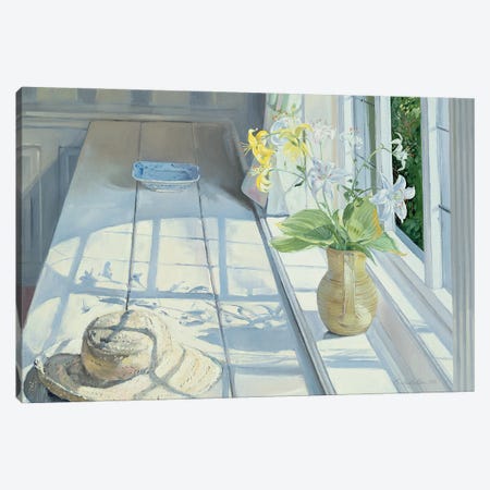 Lilies And A Straw Hat Canvas Print #EST68} by Timothy Easton Canvas Art