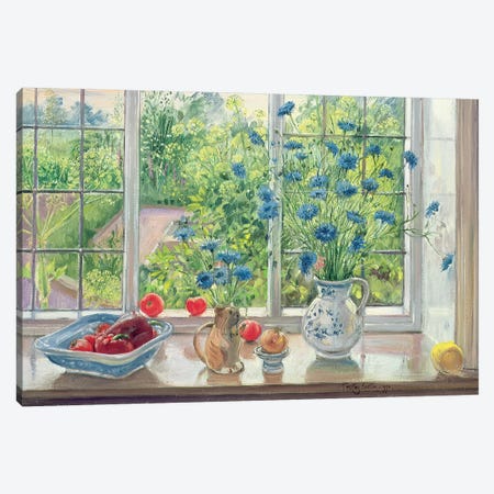 Cornflowers And Kitchen Garden Canvas Print #EST7} by Timothy Easton Canvas Wall Art