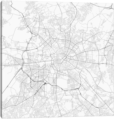 Berlin Urban Roadway Map (White) Canvas Art Print - Urban Living Room Art
