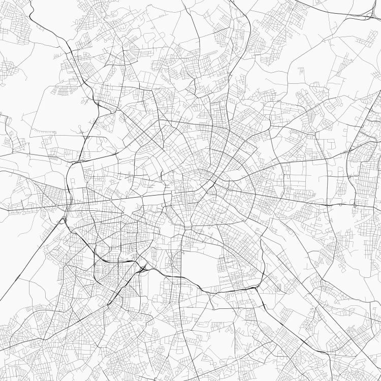 Berlin Urban Roadway Map (White) by Urbanmap wall art