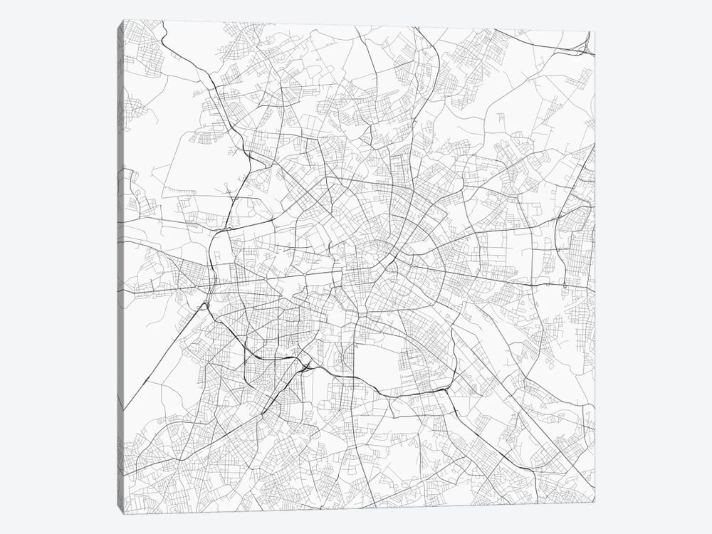 Berlin Urban Roadway Map (White) by Urbanmap 1-piece Canvas Print