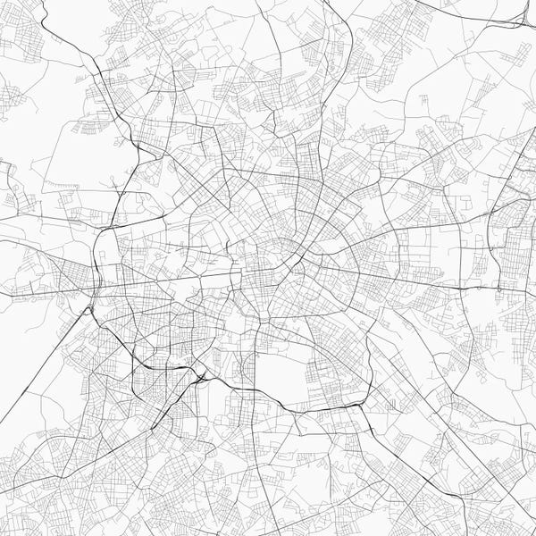 Abstract: Berlin Urban Roadway Map (White) by Urbanmap