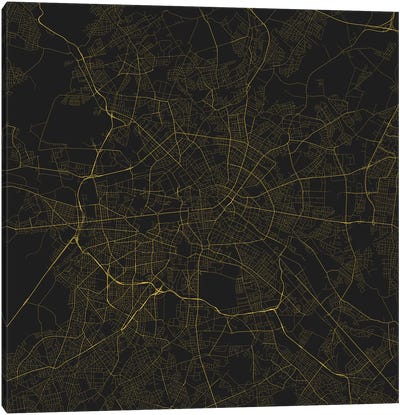 Berlin Urban Roadway Map (Yellow) Canvas Art Print - Urban Living Room Art