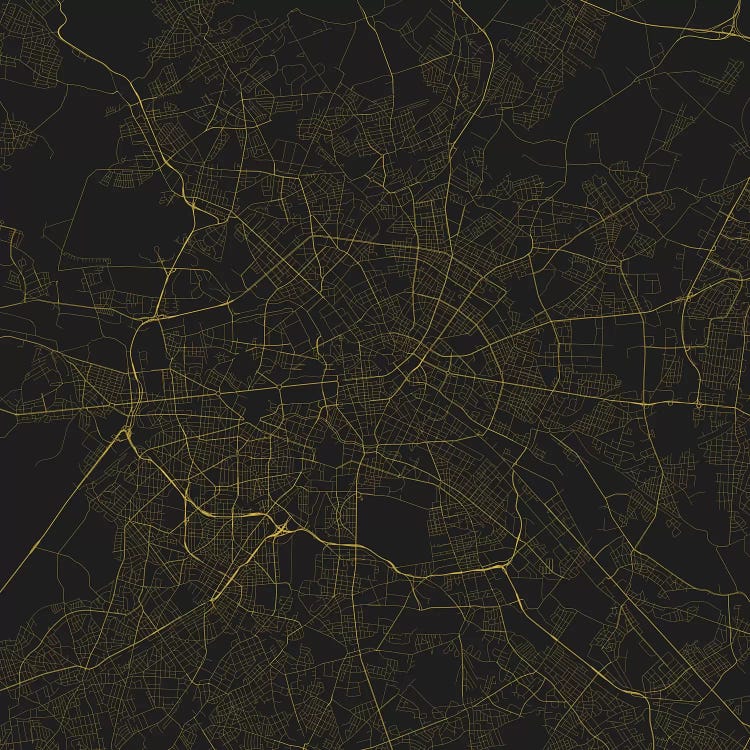 Berlin Urban Roadway Map (Yellow) by Urbanmap wall art