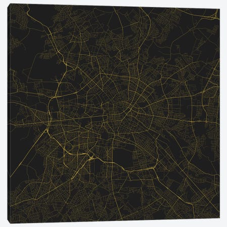 Berlin Urban Roadway Map (Yellow) Canvas Print #ESV108} by Urbanmap Canvas Wall Art