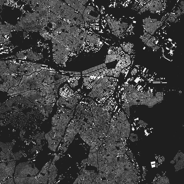 Boston Urban Map (Black) by Urbanmap wall art