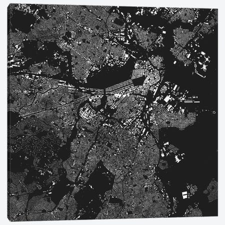 Boston Urban Map (Black) Canvas Print #ESV109} by Urbanmap Canvas Art