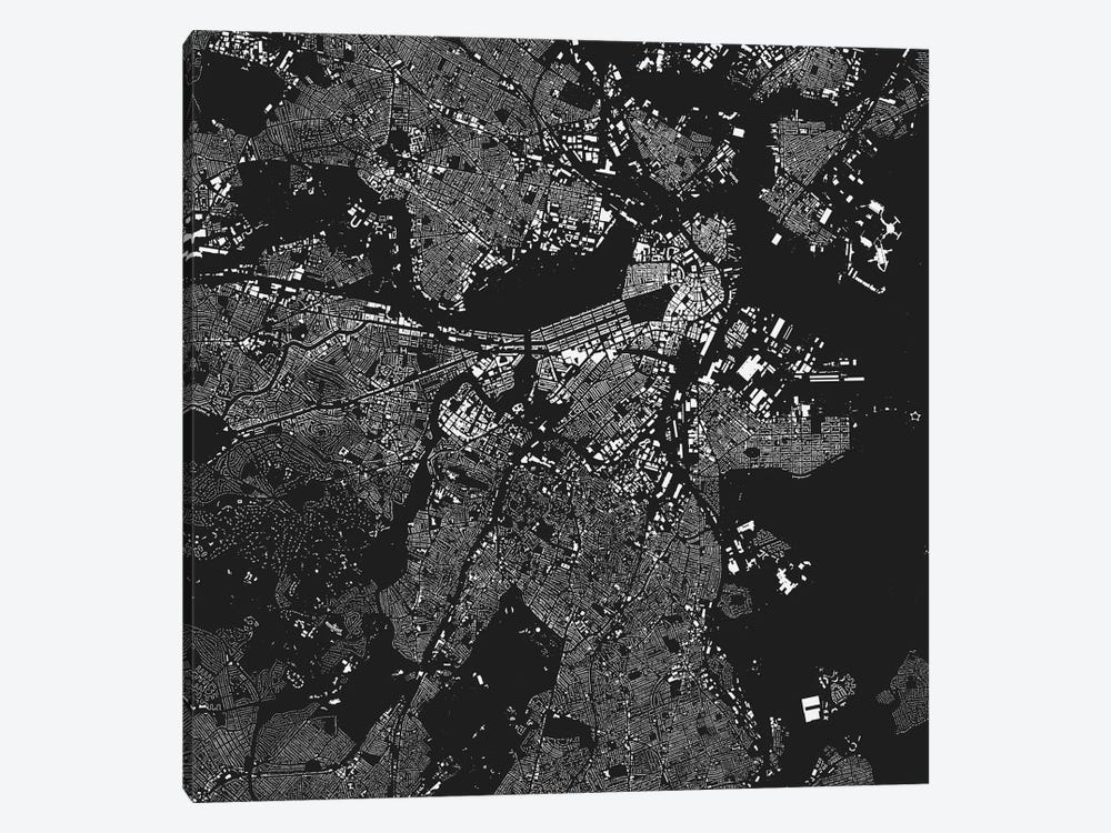 Boston Urban Map (Black) by Urbanmap 1-piece Canvas Print