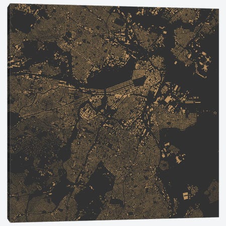 Boston Urban Map (Gold) Canvas Print #ESV111} by Urbanmap Art Print