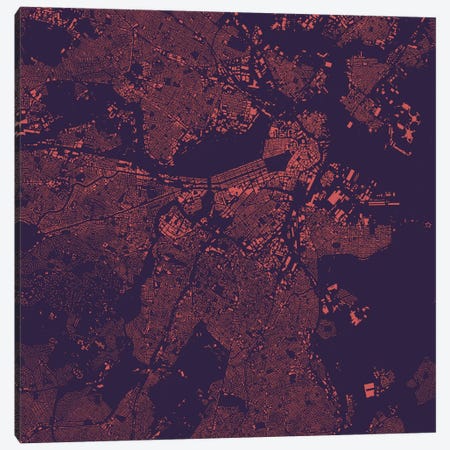 Boston Urban Map (Purple Night) Canvas Print #ESV114} by Urbanmap Canvas Art