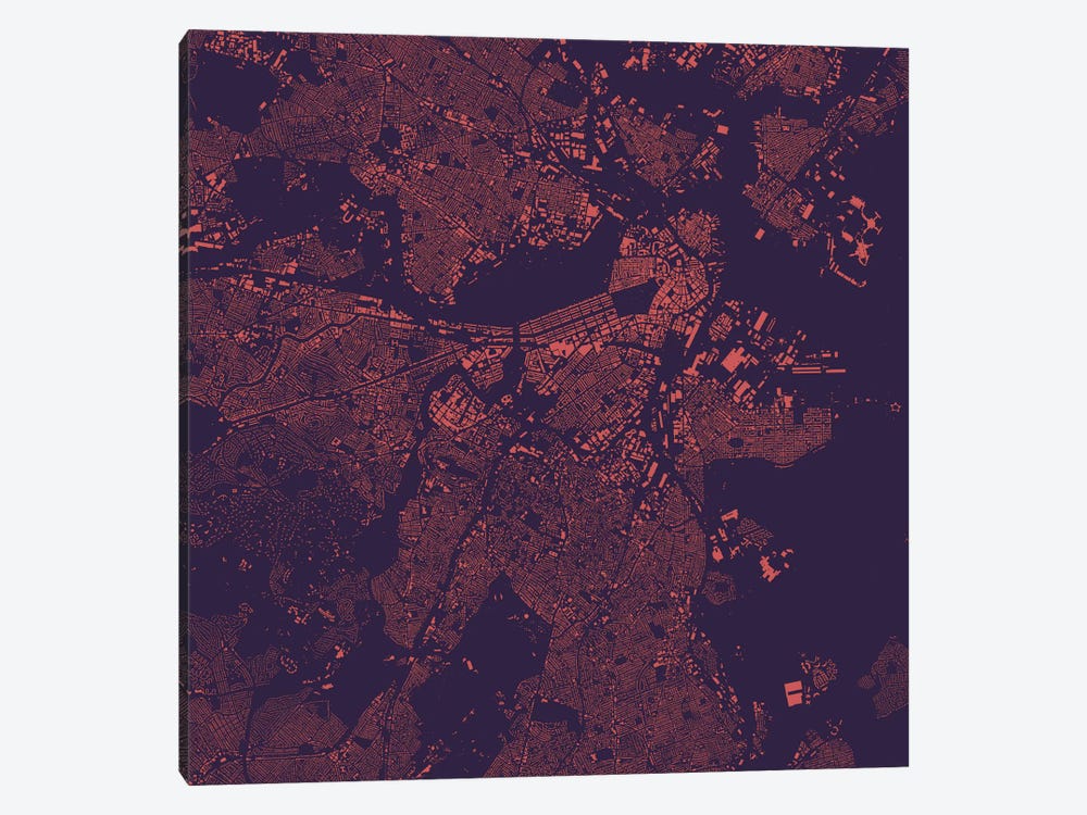 Boston Urban Map (Purple Night) by Urbanmap 1-piece Art Print