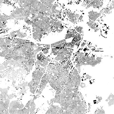 Boston Urban Map (White) Art Print by Urbanmap | iCanvas