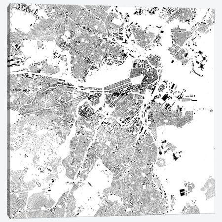 Boston Urban Map (White) Canvas Print #ESV116} by Urbanmap Canvas Wall Art