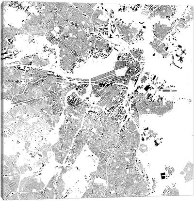 Boston Urban Map (White) Canvas Art Print - Boston Maps