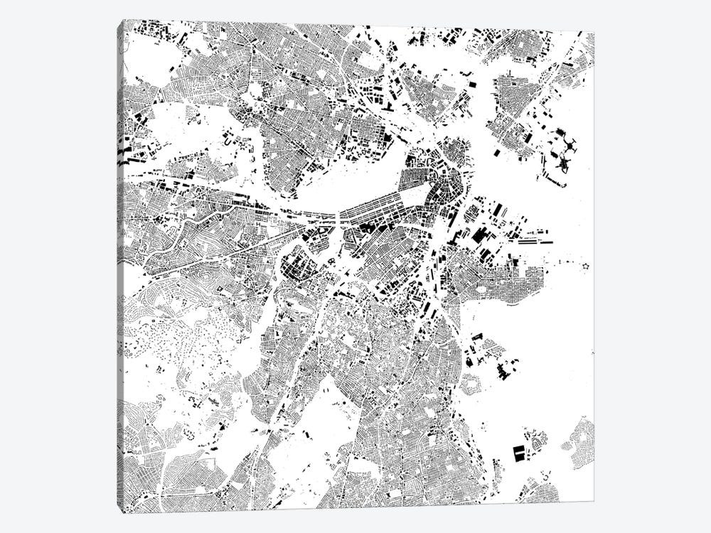 Boston Urban Map (White) by Urbanmap 1-piece Canvas Print