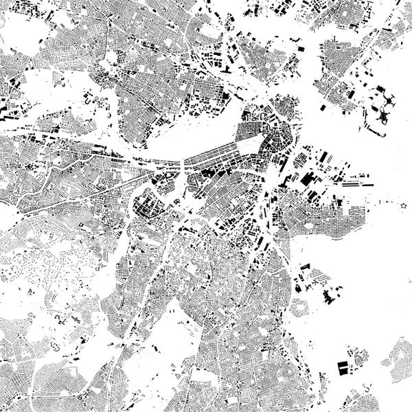 Abstract: Boston Urban Map (White) by Urbanmap