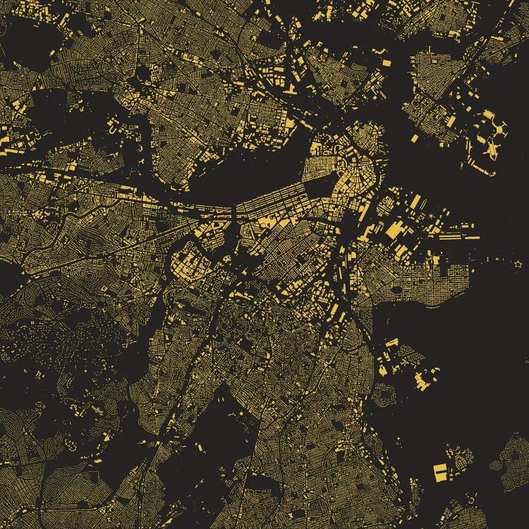 Boston Urban Map (Yellow) by Urbanmap wall art