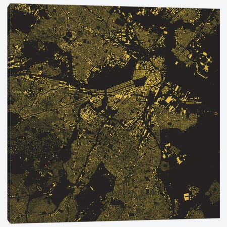 Boston Urban Map (Yellow) Canvas Print #ESV117} by Urbanmap Canvas Artwork