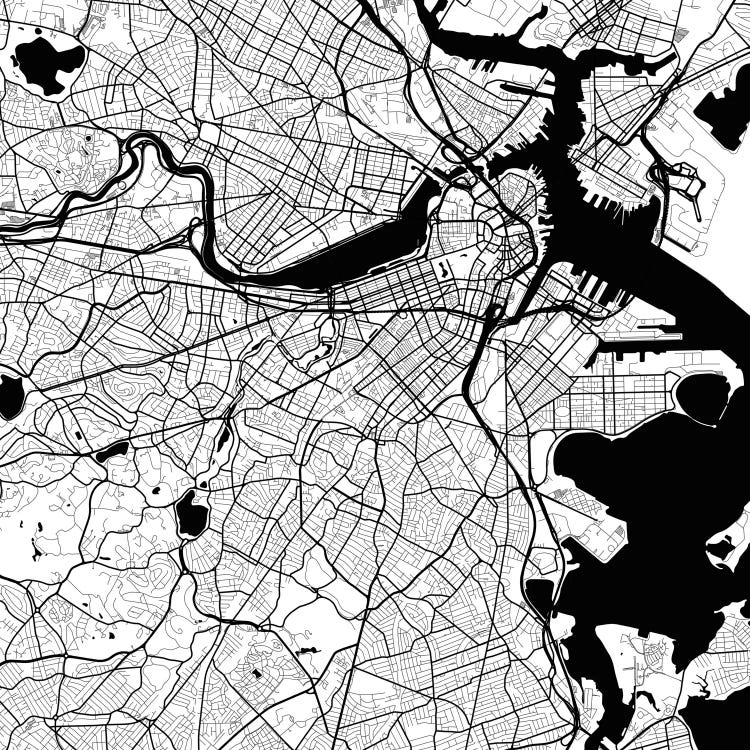 Boston Urban Roadway Map (White)