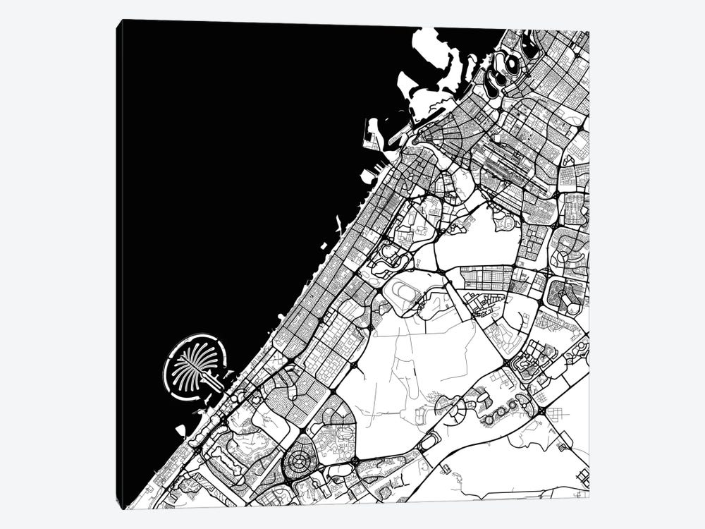 Dubai Urban Map (Black) by Urbanmap 1-piece Canvas Print