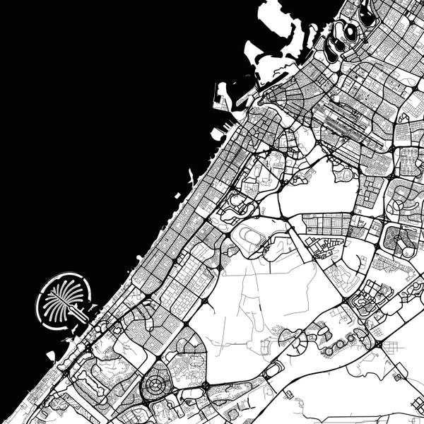 Abstract: Dubai Urban Map (Black) by Urbanmap