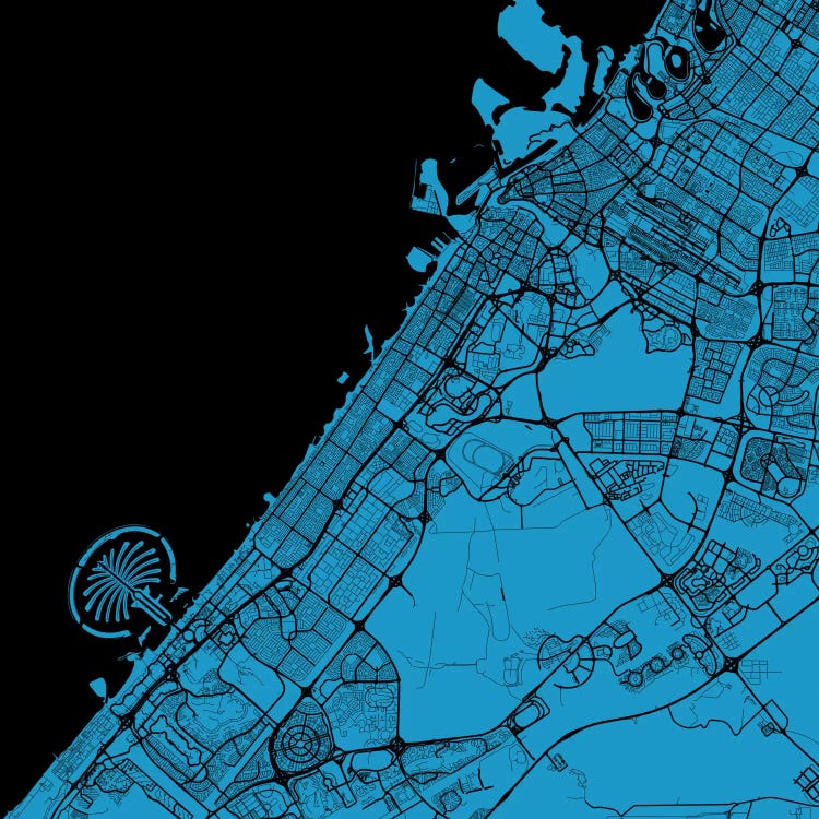 Dubai Urban Map (Blue) by Urbanmap wall art