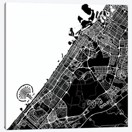 Dubai Urban Map (White) Canvas Print #ESV134} by Urbanmap Canvas Wall Art