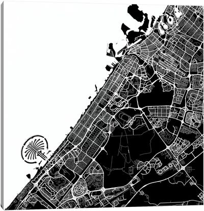 Dubai Urban Map (White) Canvas Art Print - Urbanmap