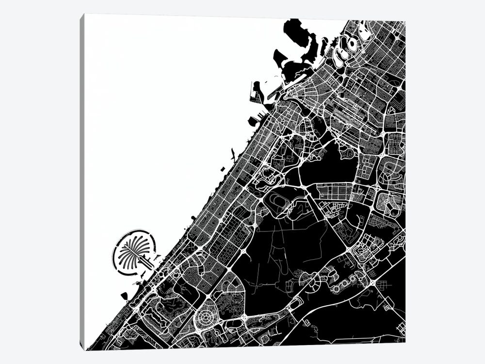 Dubai Urban Map (White) by Urbanmap 1-piece Canvas Print