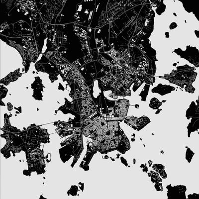 Helsinki Urban Map (Black) by Urbanmap canvas print