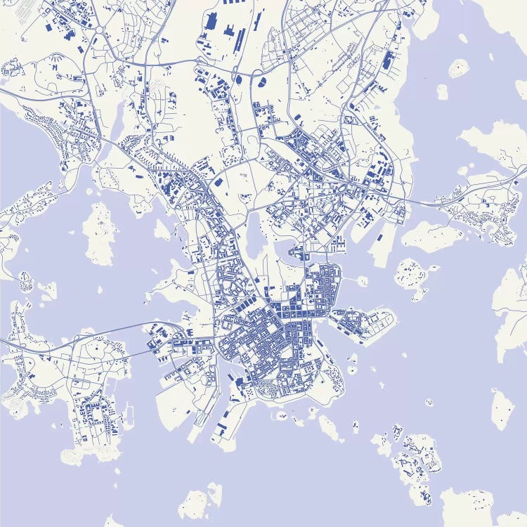 Helsinki Urban Map (Blue) by Urbanmap wall art