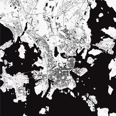 Helsinki Urban Map (White) by Urbanmap canvas print
