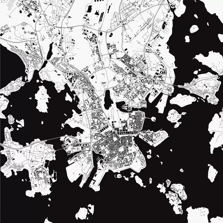 Helsinki Urban Map (White) by Urbanmap wall art